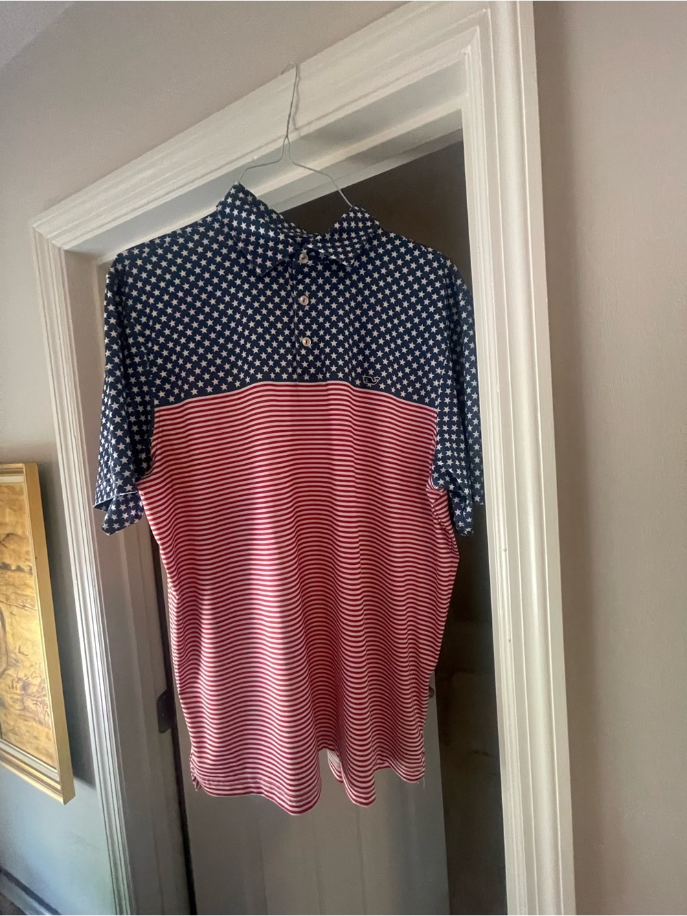 Men’s sz.L Star and Stripes Penguin Polo shirt